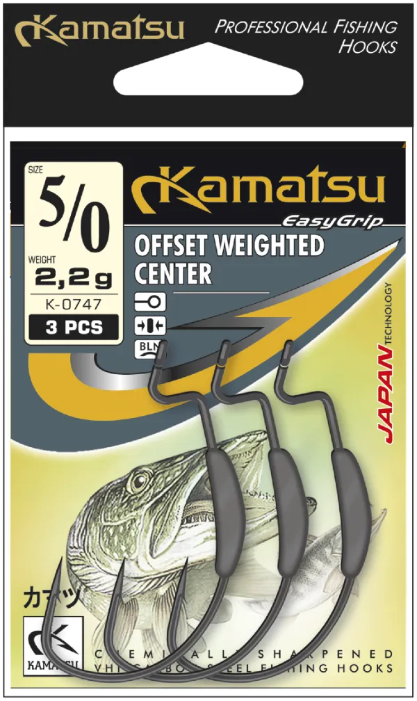 KAMATSU Kamatsu Offset Weighted Center 2/0 Black Nickel Ringed 0.8g