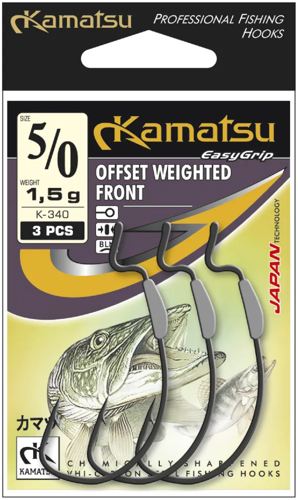 KAMATSU Kamatsu Offset Weighted Front 1/0 Black Nickel Ringed 0.5g