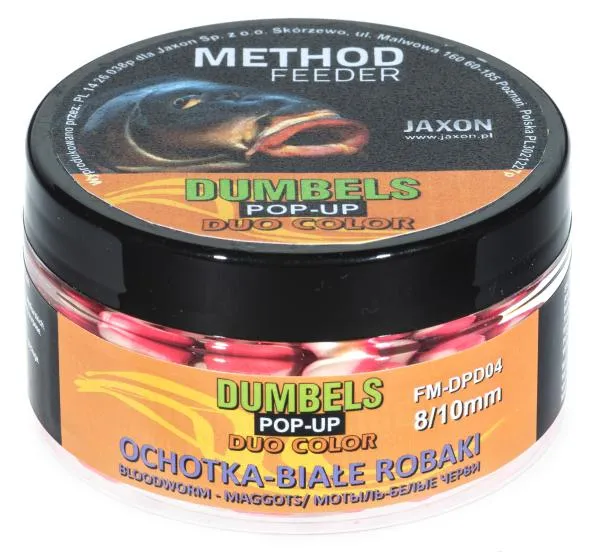 JAXON DUMBELS DUO COLOR POP-UP METHOD FEEDER MAGGOTS/BLOODWORM 30g 8/10mm
